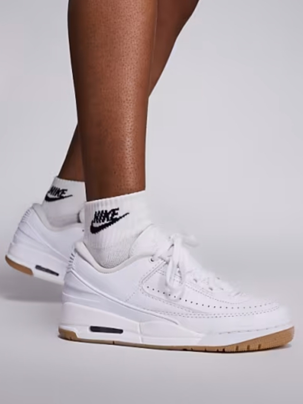 Nike Jordan Air  White Leather Sneakers with Gum Sole